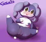 anus blush breasts female female_humanoid genitals gradient_background looking_at_viewer lying nipples not_furry on_back presenting presenting_pussy purple_background purple_body pussy simple_background solo spread_legs spreading white_body galv3z_(artist) nintendo pokemon generation_8_pokemon humanoid indeedee pokemon_(species) 2020 signature