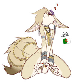 5_fingers accessory algerian_flag anthro areola armband big_ears big_tail black_claws black_nose bracelet brown_markings brown_tail_tip claws collarbone convenient_censorship countershade_face countershade_fur countershade_legs countershade_torso countershading digit_ring dipstick_tail ears_down eyes_closed eyeshadow femboy finger_claws finger_ring fingers fluffy fluffy_tail front_view fur fur_markings furgonomics gloves_(marking) hair hair_over_eye heart_symbol inner_ear_fluff jewelry jewelry_only kneeling makeup male male_anthro markings mouth_closed multicolored_body multicolored_fur navel necklace nipple_piercing nipples nude nude_anthro nude_male one_eye_obstructed piercing pink_areola pink_inner_ear pink_nipples pivoted_ears pose purple_eyeshadow ring simple_background skinny skinny_anthro skinny_male slim slim_anthro slim_male solo tail tail_accessory tail_jewelry tail_markings tan_body tan_fur tan_hair tuft white_background white_body white_countershading white_fur white_inner_ear_fluff white_markings white_tuft nekodoiko countryhumans algeria_(country_humans) canid canine countryhuman fennec_fox fox mammal true_fox 2024 digital_drawing_(artwork) digital_media_(artwork) full-length_portrait hi_res portrait