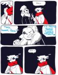 2016 aftertale ambiguous_gender animated_skeleton blood bodily_fluids bone chara_(undertale) clothing comic crying dialogue english_text geno_sans_(aftertale) glitch human jacket loverofpiggies male mammal not_furry sans_(undertale) scarf shirt skeleton tears text topwear undead undertale undertale_(series)