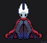 blush bouncing_breasts breasts butt butt_from_the_front cloak clothing featureless_face female genitals mostly_nude presenting pussy red_cloak red_clothing solo spread_legs spreading snaif hollow_knight team_cherry hornet_(hollow_knight) arthropod animated digital_media_(artwork) low_res pixel_(artwork) pixel_animation short_playtime signature