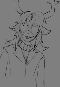 anthro antlers buckteeth business_suit clothing deer_ears eyewear female fusion glasses horn round_glasses solo suit sweater teeth topwear turtleneck xerry_raccoon deltarune undertale_(series) fan_character noelle_holiday spamelle spamton_g._spamton deer mammal new_world_deer reindeer monochrome sketch