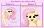 dialogue female feral hair looking_at_viewer open_mouth pink_hair solo text tongue tongue_out augustbebel friendship_is_magic hasbro my_little_pony fluttershy_(mlp) equid mammal 2017 english_text