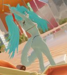 3d_(artwork) alternate_species anthro anthrofied attifyon_(artist) bikini blender_(artwork) blue_body blue_eyes blue_fur blue_hair breasts clothing digital_media_(artwork) felid feline female fur furrification gold_bikini hair happy hatsune_miku mammal solo swimwear tail vocaloid