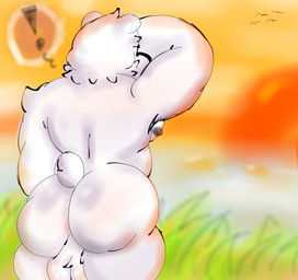 anthro anus balls big_breasts breasts butt genitals light male muscular muscular_male nipples nude solo sun sunlight sunset tail water ugly-rat15508 erick_(ugly-rat15508) bear mammal polar_bear ursine absurd_res hi_res