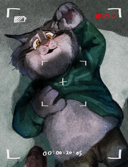 anthro belly bottomwear clothed clothing clothing_lift fur green_clothing green_sweater green_topwear grey_body grey_fur male pawpads recording recording_video solo sweater topwear tuft whiskers holy_annyo disney zootopia pawbert_lynxley canada_lynx felid feline lynx mammal hi_res