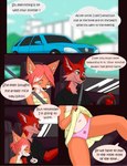 age_difference anthro blue_car car clothed clothing clothing_lift dialogue dress dress_lift driving duo female fur inside_car inside_vehicle loli male orange_body orange_fur red_body red_fur sitting text vehicle young young_anthro young_female kingchan sojinhox canid canine fox mammal absurd_res comic english_text hi_res