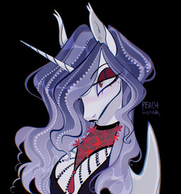 alternative_fashion bat_wings blue_hair clothed clothing eyebrows eyelashes fangs female feral goth hair horn membrane_(anatomy) membranous_wings solo teeth wings peachmichea friendship_is_magic hasbro my_little_pony my_little_pony:_magic_princess mythology princess_celestia_(mlp) vampire_celestia bat_pony equid equine mammal mythological_creature mythological_equine vampire winged_unicorn digital_media_(artwork) hi_res