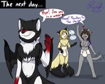 anthro blush clean_diaper clothed clothing diaper female fur group hair male open_mouth simple_background smile text wearing_diaper wings frmcast351 kilala_lyko lucy_(frmcast351) nyx_(nyxthewolf101) canid canine canis demon domestic_cat felid feline felis mammal shigoni tundra_wolf wolf 5:4 absurd_res hi_res