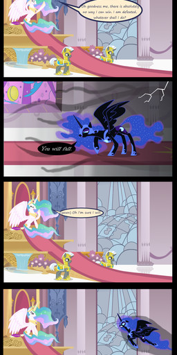 angry armor black_body black_feathers electricity feathered_wings feathers female feral flower group headgear helmet horn lightning male plant royalty scroll text white_body white_feathers wings evil-dec0y friendship_is_magic hasbro my_little_pony mythology nightmare_moon_(mlp) princess_celestia_(mlp) equid equine mammal mythological_creature mythological_equine unicorn winged_unicorn absurd_res comic english_text hi_res long_image tall_image url