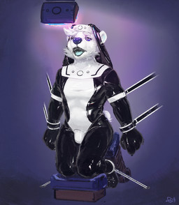 anthro arms_tied bdsm black_latex blue_eyes bodysuit bound bulge clothed clothed_anthro clothed_male clothing fur hypnosis hypnotic_screen kneeling latex latex_bodysuit latex_clothing latex_skinsuit legs_tied male mind_control multicolored_bodysuit multicolored_clothing multicolored_skinsuit nun_habit nun_outfit religious_clothing skinsuit solo tight_clothing two_tone_bodysuit two_tone_clothing two_tone_skinsuit white_body white_fur white_latex poiuytrew bastian_(selinmalianis) bear mammal polar_bear ursine 2025 hi_res