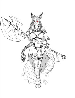 axe barbarian big_breasts breasts clothed clothing double_bitted_axe female fur hair melee_weapon nipple_outline scar tattoo weapon reddragonsyndicate bunny_and_fox_world accalia_(accalia) animal_humanoid canid canid_humanoid canine canine_humanoid canis humanoid mammal mammal_humanoid wolf wolf_humanoid absurd_res hi_res