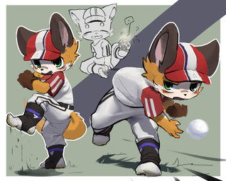 anthro ball baseball_(ball) baseball_(sport) baseball_bat baseball_glove baseball_uniform bat_(object) black_nose black_stirrups bottomwear brown_body brown_ears brown_fur cheek_tuft circle_eyebrows clothed clothing cute_fangs dipstick_ears dirty dirty_clothing dirty_socks ear_markings eyebrows eyes_closed facial_tuft fangs feet foot_fetish foot_focus footwear fur grass grass_stain green_background green_eyes grey_background legwear male multicolored_ears musk musky_feet one_foot_raised open_mouth orange_body orange_fur outline pants pawpads pink_inner_ear pitcher plant shirt simple_background sitting smelly smelly_feet smile sock_fetish socks solo sport sportswear standing stirrup_legwear teasing teasing_viewer teasing_with_feet teeth throwing_ball topwear tuft uniform white_body white_bottomwear white_clothing white_footwear white_fur white_legwear white_pants white_shirt white_socks white_topwear young young_anthro young_male wasi canid canine canis fox mammal hi_res monochrome sequence