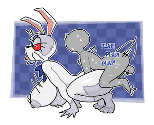 all_fours ambiguous_penetration anthro anthro_penetrated areola balls big_breasts bodily_fluids breasts duo eyelashes feet female female_penetrated fingers from_behind_position genitals grey_areola grey_balls grey_nipples human_on_anthro human_penetrating human_penetrating_anthro human_penetrating_female interspecies long_ears male male/female male_penetrating male_penetrating_anthro male_penetrating_female motion_lines nipples penetration plap red_sclera sex side_view stitch_(sewing) sweat sweaty_arms sweaty_body sweaty_breasts sweaty_legs sweaty_thighs toes tongue tongue_out whiskers crushtrap five_nights_at_freddy's scottgames vanny_(fnaf) human lagomorph leporid mammal rabbit 2025 digital_media_(artwork)