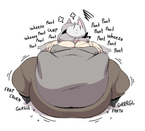4_fingers anthro belly big_belly big_breasts bloated bodily_noises boots breasts breath burping churn clothed clothed_anthro clothed_female clothing dialogue digestion_noises ellipsis eye_through_hair fat_face feet female female_anthro fingers footwear fur grey_body grey_fur gurgle_(sound_effect) hair hair_over_eye huge_belly interjection legwear mask morbidly_obese morbidly_obese_anthro morbidly_obese_female nipple_outline obese obese_anthro obese_female onomatopoeia overweight overweight_anthro overweight_female panting pointy_ears prick_ears puffed_cheeks rumbling_stomach scribble shoes small_feet solo sound_effect_variant sound_effects stuttering text thick_thighs thigh_boots thigh_highs tight_clothing translucent translucent_hair vowelless vowelless_sound_effect wearing_mask weight_gain wheeze wide_hipped_anthro wide_hipped_female maddeku gata_the_future_russian_kitty gata_preobrazhenskaya domestic_cat felid feline felis mammal russian_blue 2025 aliasing colored digital_media_(artwork) hi_res shaded