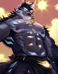 abs anthro biceps black_nose blue_body blue_eyes blue_fur bulge clothed clothing detailed_bulge eyebrows fur grey_body grey_fur looking_at_viewer male muscular muscular_anthro muscular_male nipples pecs solo sun tuft underwear underwear_only white_eyebrows 0void_ow zerom_void lifewonders tokyo_afterschool_summoners tindalos_(tas) canid canine canis domestic_dog mammal 2024 digital_media_(artwork) hi_res