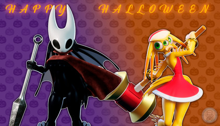 3_eyes anthro arm_fin biped bracelet cape clothing cosplay dress duo female fin fin_hair front_view hammer holding_object holding_weapon holidays hornet's_needle jewelry leg_fins mask multi_eye pattern_background pseudo_hair shell short_dress simple_background small_waist tail tail_fin tools weapon wearing_mask wide_hips mrlarions electronic_arts halloween hollow_knight_(franchise) maxis_(ea) sega sonic_the_hedgehog_(series) spore_(game) team_cherry amphibriella amy_rose andita hornet_(hollow_knight) alien aquatic fish 3d_(artwork) digital_media_(artwork) hi_res