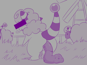 ambiguous_gender anthro anus blush bodily_fluids breath butt censor_bar censored_eyes feces feces_on_ground feces_pile female female_peeing female_pooping feral fur genital_fluids genitals grass group open_mouth orb outside peeing peeing_on_ground plant pooping pooping_on_floor raised_tail scatplay standing striped_body stripes tail tail_orb trio urine urine_on_ground urine_pool urine_stream vulva watersports windmill wool_(fur) dendollae nintendo pokemon flaaffy generation_2_pokemon mareep pokemon_(species) 4:3 monochrome