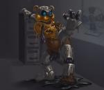 4_fingers anthro clothing electric_fan fingers genitals glistening goo_transformation latex machine male necktie office oscillating_fan penis shocked solo suit transformation ravensflock five_nights_at_freddy's scottgames fan_character freddy_(fnaf) westhoff animatronic bear mammal robot