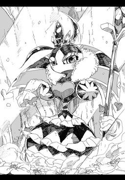 antennae_(anatomy) anthro armless black_border border crown detailed_background female floating_hands flower flower_field headgear heart_symbol holding_object holding_staff legless looking_at_viewer mouthless plant small_waist solo staff three-quarter_view wasp_waist mu-u_(artist) kirby:_triple_deluxe kirby_(series) nintendo queen_sectonia arthropod hymenopteran insect wasp 2024 detailed digital_drawing_(artwork) digital_media_(artwork) full-length_portrait greyscale hatching_(art) hi_res japanese_description letterbox monochrome portrait shaded