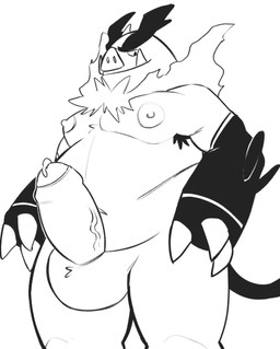 anthro armpit_fetish armpit_hair beard belly body_hair dotado facial_hair fire fire_beard genitals humanoid_genitalia humanoid_penis male mane muscular nipples overweight penis piercing slightly_chubby solo tilts vein veiny_penis hidronics nintendo pokemon emboar generation_5_pokemon mammal pokemon_(species) suid suine hi_res monochrome sketch