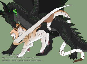 bite black_body black_scales bodily_fluids cum duo erection female female_penetrated feral feral_on_feral feral_penetrated feral_penetrating feral_penetrating_feral fur genital_fluids genitals interspecies knot leg_grab male male/female male_penetrating male_penetrating_female neck_bite penetration penile penile_penetration penis penis_in_vagina scales sex size_difference smaller_penetrated vaginal vaginal_penetration white_body white_fur icy-marth mythology canid canine dragon drulttur felid feline hybrid mammal mythological_creature mythological_scalie scalie