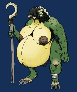 claws female fin pregnant scaled solo staff stretch_marks swamp troggoth vein vwpologt age_of_sigmar warhammer_(franchise) warhammer_fantasy humanoid troll_(mythology) 5:6 hi_res