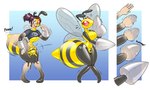 2022 5_fingers animate_inanimate antennae_(anatomy) antennae_growth anthro arthropod arthropod_abdomen bee beedrill black_body breasts digital_drawing_(artwork) digital_media_(artwork) fingers generation_1_pokemon growth gynomorph hi_res human human_to_anthro hymenopteran inflatable inflatable_transformation insect insect_wings intersex living_inflatable lock_bulge mammal mid_transformation nintendo nozzle pokemon pokemon_(species) redflare500 seam_(sewing) simple_background small_waist solo species_transformation standing surprise transformation wide_hips wing_growth wings yellow_body