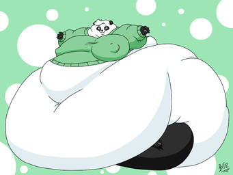 4_toes 5_fingers anthro barefoot belly big_belly big_breasts big_butt biped black_body black_claws black_eyebrows black_fur black_nose bottomless bottomless_female breasts butt claws clothed clothing dotted_background double_chin ear_markings eyebrows eyelashes facial_markings feet female fingers flabby_arms front_view fur glistening glistening_eyes green_clothing green_eyes green_topwear grey_pawpads hair head_markings hoodie huge_belly huge_breasts huge_butt huge_hips huge_thighs hyper hyper_belly hyper_butt hyper_hips hyper_thighs leg_markings looking_at_viewer love_handles markings mask_(marking) midriff morbidly_obese morbidly_obese_anthro morbidly_obese_female multicolored_body multicolored_fur navel nipple_outline obese obese_anthro obese_female overweight overweight_anthro overweight_female pattern_background pawpads simple_background smile socks_(marking) solo thick_thighs three-quarter_view toes topwear white_body white_fur white_hair wide_hips batspid2 sofia_(batspid2) bear giant_panda mammal 2018 4:3 cel_shading digital_drawing_(artwork) digital_media_(artwork) full-length_portrait portrait shaded signature
