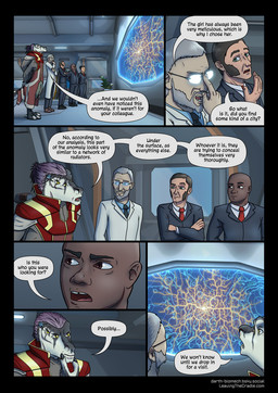 4_arms 4_eyes anthro bald biped black_hair clothed clothing dark_body dark_skin dialogue dialogue_box eyewear facial_hair female glasses group hair light_body light_skin male multi_arm multi_eye multi_limb open_mouth purple_hair scar speech_bubble suit_and_tie tail text yellow_eyes darth_biomech leaving_the_cradle professor_zelenkov_(darth_biomech) zane_htrua_sha alien human mammal raharr 2026 colored comic english_text hi_res
