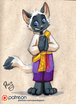 anthro blue_eyes bottomwear cheek_tuft clothed clothing dipstick_tail facial_tuft front_view fur glistening glistening_eyes grey_body grey_fur grin head_tuft logo looking_at_viewer male markings pants patreon_logo pink_nose purple_bottomwear purple_clothing purple_pants smile solo standing tail tail_markings text topwear tuft white_body white_clothing white_fur white_tail white_topwear young young_anthro young_male pandapaco patreon domestic_cat felid feline felis mammal artist_logo signature url