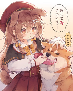 accessory ambiguous_gender angry bite blush blush_lines bodily_fluids bow_accessory box_of_chocolates braided_hair brown_eyes brown_hair brown_tail button_skirt candy chocolate classy clothing collared_shirt dessert drooling duo emoji female feral floppy_ears fluffy fluffy_tail food gradient_background hair hair_accessory hat headgear headwear high-waist_skirt holding_head holidays long_hair long_sleeves maroon_skirt pigtails poncho saliva shirt simple_background slightly_chubby slightly_chubby_feral tail text topwear twin_braids white_clothing white_shirt white_topwear micho_doodle hololive valentine's_day vtuber inugami_korone animal_humanoid canid canid_humanoid canine canine_humanoid canis dog_humanoid domestic_dog humanoid mammal mammal_humanoid shiba_inu spitz 2025 4:5 hi_res japanese_text