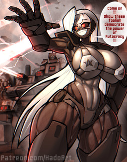 armor big_breasts breasts female glowing glowing_eyes group hair huge_breasts huge_hips huge_thighs humanoidized laser laser_gun machine ranged_weapon red_eyes rocket rocket_launcher small_waist synthetic_muscles text thick_thighs weapon white_hair wide_hips zzzhadozzz helldivers fan_character metra_(zzzhadozzz) trooper_(helldivers) android automaton humanoid robot robot_humanoid absurd_res english_text hi_res
