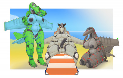 after_sex aircraft airplane animal_genitalia animal_penis anthro areola back_wings balls beach beach_background beach_chair big_breasts big_nipples black_body blue_body bodily_fluids breasts butt claws cockpit cum curvy_figure equine_genitalia equine_penis erection female fin genital_fluids genitals green_body group jet jet_engine leaking_cum lying machine male male/female markings metallic_body navel nipples not_furry nude nude_anthro nude_female nude_male on_back outside penis sand seaside standing striped_markings stripes tail tail_fin tan_body thick_thighs trio vehicle voluptuous vulva water wheel wheel_feet wide_hips wings ndragon3 aeromorph living_aircraft living_machine living_vehicle robot digital_media_(artwork)