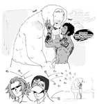 anthro belly blush clothing dialogue eyewear group hat headgear headwear heart_symbol humanoid_hands male male/male overweight sunglasses text towel nekokat42 one_piece bepo_(one_piece) trafalgar_law bear human mammal minkmen_(one_piece) polar_bear ursine 2023 english_text hi_res monochrome