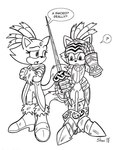 accessory anthro armor blaze_the_cat clothing crossed_arms dialogue dialogue_box duo felid feline female footwear forehead_gem gem hair_accessory hairband high_heels knight mammal melee_weapon question_mark questioning seasaltart sega shoes sir_percival_(sonic_and_the_black_knight) sonic_and_the_black_knight sonic_storybook_series sonic_the_hedgehog_(series) sword warrior weapon