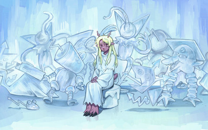 anthro blonde_hair blue_background brown_body brown_fur clothing dress female freckles frozen frozen_solid fur group hair ice ice_sculpture simple_background sitting snowgrave white_clothing white_dress goomyloid deltarune undertale_(series) noelle_holiday ambyu-lance darkner deer mammal maus_(deltarune) new_world_deer poppup_(deltarune) reindeer tasque virovirokun werewire 2024 hi_res