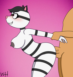 ambiguous_penetration anthro areola arm_pull balls black_areola black_body black_ears black_fur black_hair blush breasts brown_body brown_fur curvy_figure dominant dominant_male duo erection eyebrows eyelashes faceless_character faceless_male female from_behind_position fur genitals hair male male/female multicolored_body multicolored_fur nude nude_anthro nude_female nude_male penetration penis pink_nose prison_guard_position purple_eyes sex side_view simple_background smile striped_body striped_fur stripes submissive submissive_female tailless toony two_tone_body two_tone_fur vein veiny_penis white_body white_fur weirdohuman piggy_(roblox) roblox pony_(piggy) zizzy_(piggy) equid equine horse mammal pony zebra 2020 hi_res shaded signature simple_shading