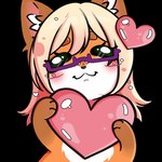 anthro blonde_hair emote eyewear female fur glasses green_eyes hair heart_symbol red_body red_fur simple_background transparent_background glowstone2001 stellaamoris stella_(stellaamoris) canid canine fox mammal red_fox true_fox 1:1 alpha_channel