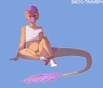 anthro chastity_cage chastity_device clothed clothing eyewear feathers glasses hair male orange_body panties panties_down partially_clothed pink_hair purple_eyes shirt simple_background sitting solo spread_legs spreading tail tail_feathers topwear underwear underwear_down conditional_dnp shido-tara goodbye_volcano_high sage_(gvh) dinosaur dromaeosaurid microraptor prehistoric_species reptile scalie theropod hi_res sketch