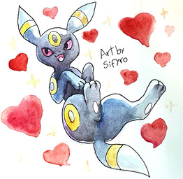 :3 black_body black_fur feral fur heart_symbol open_:3 paws red_eyes tail blitzdrachin conditional_dnp nintendo pokemon canid eeveelution generation_2_pokemon mammal pokemon_(species) umbreon 2022 painting_(artwork) traditional_media_(artwork) traditional_painting_(artwork) traditional_watercolor_(artwork) watercolor_(artwork)