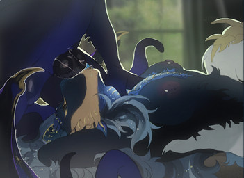 anthro anthro_on_anthro anthro_penetrated anthro_penetrating anthro_penetrating_anthro balls black_penis breasts deep_throat duo eyes_closed face_fucking faceless_character faceless_male fellatio female female_focus female_penetrated fondling_internal_bulge genitals hand_on_another's_neck hand_on_neck inside irrumatio knot knotted_penis male male/female male_penetrating male_penetrating_female membrane_(anatomy) membranous_wings neck_bulge nipples nude oral oral_penetration penetration penile penile_penetration penis penis_in_mouth red_nipples sex tail throbbing tongue tongue_out tongue_out_fellatio window wings jimnsei mythology iseldrllyr_(destinesia) dragon mythological_creature mythological_scalie scalie 2d_animation animated colored digital_media_(artwork) loop shaded