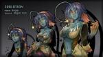 16:9 accessory anglerfish big_breasts blue_hair breasts cleavage clothed clothing fangs female fish flat_chested hair hair_accessory hairband hi_res human lips lure_(anatomy) mammal marine pocket_pussies solo teeth whistlinfrog widescreen