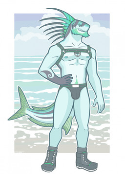 5_fingers anthro areola athletic athletic_anthro athletic_male beard black_body black_boots black_clothing black_fin black_footwear black_scales black_speedo black_swimwear blue_areola blue_nipples blue_sky boots clothed clothed_anthro clothed_male clothing cloud day deltoids eyebrows facial_hair fin fingers footwear green_body green_fin green_pubes green_scales harness head_fin looking_back male multicolored_body multicolored_fin multicolored_scales nipples non-mammal_nipples outline outside pecs pubes scales sea sharp_teeth shoes skimpy sky solo speedo standing swimwear tail tail_fin teal_beard teal_body teal_eyebrows teal_eyes teal_facial_hair teal_fin teal_scales teeth text water white_body white_outline white_scales snarkysardine carangiform fish marine roosterfish 2025 artist_name dated hi_res