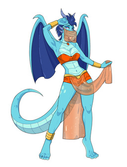 5_toes anklet anthro armband barefoot belly_dancer belly_dancer_outfit big_breasts blue_body blue_eyeshadow blue_scales bottomwear bra breasts clothing cocked_hip countershade_feet countershade_tail countershade_torso countershading eyeshadow feet female harem_outfit horn hotpants jewelry makeup midriff navel non-mammal_breasts non-mammal_navel orange_bottomwear orange_bra orange_clothing orange_topwear orange_underwear playful purple_eyes raised_arm scales shorts slim solo spread_legs spreading strapless_bra strapless_clothing strapless_underwear tail toes topwear translucent translucent_clothing underwear veil ventral_scales wide_hips wings nulia mythology blizz_(irkingir) dragon mythological_creature mythological_scalie scalie hi_res