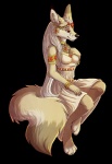 4_toes anthro armlet barefoot biped bracelet claws clothed clothing dress ear_piercing feet female hair jewelry long_hair necklace piercing red_eyes simple_background solo toe_claws toes transparent_background white_hair citrinelle robyn_(kaylii) canid canine fennec_fox fox mammal true_fox alpha_channel