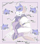 anthro blue_eyes blush classy clothing fur grey_body grey_fur heart_symbol male mask phantom_thief purple_clothing solo supervillain topwear vest izm_rm7 lifewonders live_a_hero vulpecula canid canine fox mammal hi_res