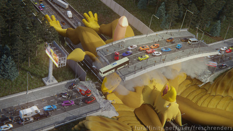 4_toes abs anthro beak biceps biped bridge brown_body brown_fur building building_destruction claws crush destruction erection feathered_wings feathers feet finger_claws fingers fur genitals highway humanoid_genitalia humanoid_penis macro macro_anthro macro_male male muscular muscular_anthro muscular_male nude open_mouth outside paws pecs penile penis rampage solo tail toe_claws toes vehicle vehicle_destruction wings freschrenders mythology carpo avian gryphon mythological_avian mythological_creature 3d_(artwork) digital_media_(artwork) hi_res