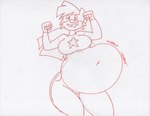 anthro belly big_belly bottomwear breasts clothing denim denim_bottomwear denim_clothing female jeans overweight pants simple_background solo virus-20 wendy_wolf_(virus-20) canid canine canis mammal wolf 2023 sketch