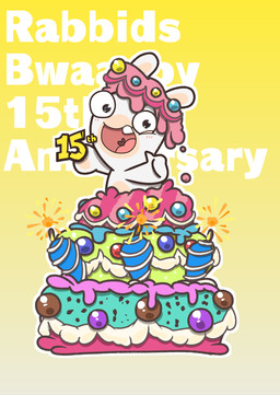 ambiguous_anthro ambiguous_gender anniversary anthro black_eyes blush blush_lines cake candle candy dessert fire food food_on_head gesture gradient_background hand_gesture happy heart_symbol holding_object in_cake light lit_candle long_ears mitten_hands multicolored_body noseless outline pawpads pink_tongue simple_background smile smiling_at_viewer solo spiral spiral_eyes tan_body tan_eyelids tan_pawpads tan_skin teeth text thumbs_up tongue two_tone_body white_outline yellow_background charisuke raving_rabbids rayman_(series) ubisoft lagomorph mammal rabbid 2021 cel_shading colored digital_drawing_(artwork) digital_media_(artwork) english_description english_text hi_res japanese_description lighting shaded