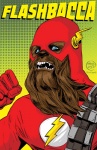 blue_eyes clothing costume male parody poster poster_template solo superhero ming_doyle dc_comics star_wars the_flash_(series) chewbacca the_flash alien alien_humanoid humanoid mammal wookiee